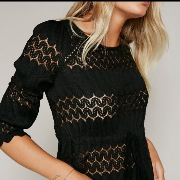Free People fire island lace crochet women's XS extra small in black - Picture 1 of 7